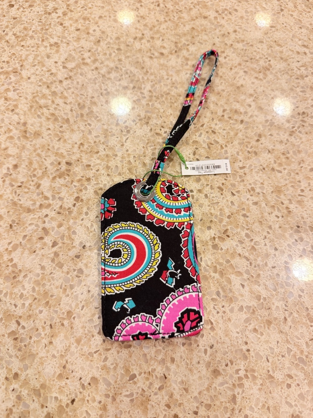 Vera Bradley Black Multicolor Paisley Luggage Tag